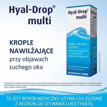 Hyal-Drop multi, nawilżające krople do oczu, 10 ml