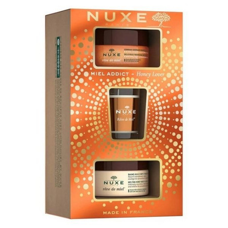 NUXE Reve de Miel® , zestaw: balsam do ciała – 200 ml, peeling do ciała – 175 ml, świeca zapachowa – 70 g