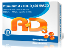 Vitaminum A+D3 (2000j.m.A+400j.m.D3) x 50 kaps.